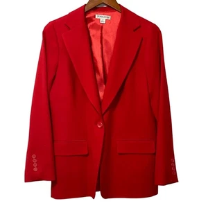 Pendleton Virgin Wool Blazer Women's Size 8 Red 1-Button Lined Career Holiday - Picture 1 of 8