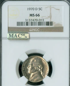 1970 D JEFFERSON NICKEL NGC MS66 PQ MAC MAC SPOTLESS * - Picture 1 of 2