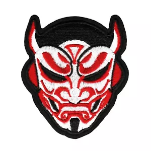 Máscara de demonio japonesa Oni Kabuki Hannya parche bordado planchado diseño exclusivo - Imagen 1 de 2