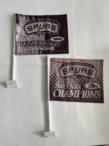 Lot of 2 San Antonio Spurs 2003 Western Conf NBA Champions Car Window Flag Cover