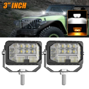 2X 3"inch Square LED Work Lights Side Shooter Yellow DRL Polaris Sport 400 400L - Foto 1 di 12