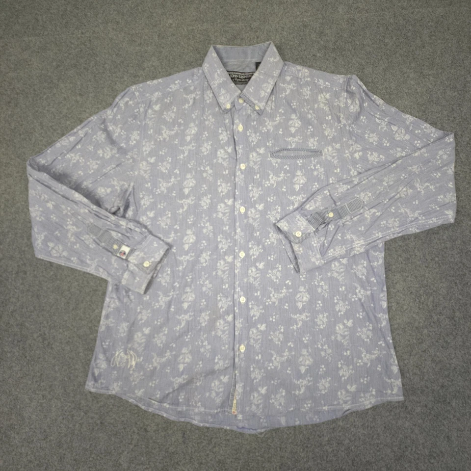 John Lennon Shirt Men LARGE Blue English Laundry Long Sleeve Button up Size L - image 1 of 4