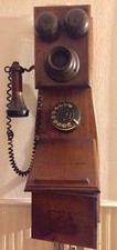 Telefono antico da muro in legno stile anni 20 riproduzione anni 70 buono stato