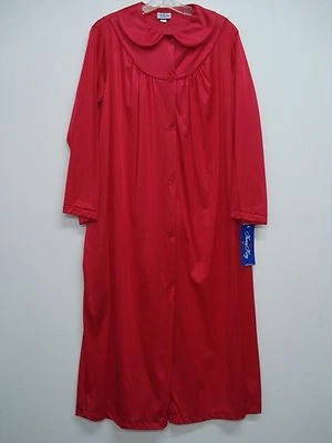 USA Made Nancy King Lingerie Tea Length Robe Size Medium Red #485Q - Image 1 of 2