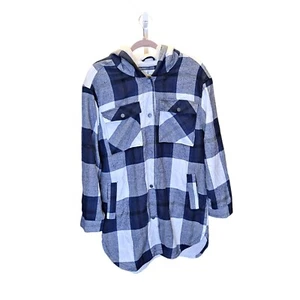 Jade & Ivory Shacket Womens Blue Checked Sherpa-lined Size S - Picture 1 of 7