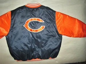 VINTAGE NFL,CHICAGO,BEARS,2XL MENS SNAP JACKET by REEBOK,LETTERMAN STYLE NYLON - Picture 1 of 7