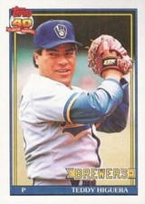 #475 Teddy Higuera - Milwaukee Brewers - 1991 Topps Baseball