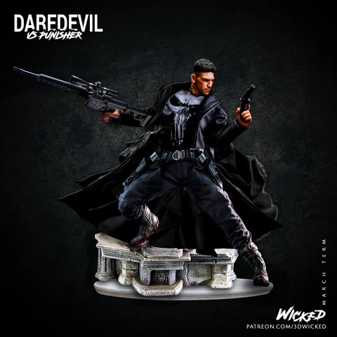 Punisher 3d printed model - Wicked 3D figure - Fan Art Diorama - 1/6 1/10 scale Cover