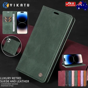 For iPhone 16 16e 15 14 13 12 11 Pro Max XS 8 Magnetic Leather Case Wallet Cover - Picture 1 of 109