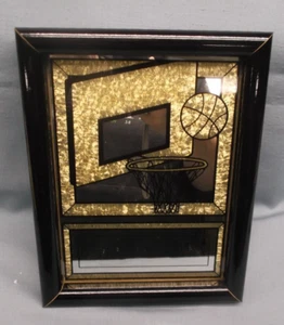 Basketball award trophy gloss black frame mirror backboard and ball - Picture 1 of 1