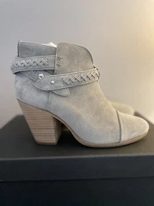 Rag & Bone Harrow Boot Ankle Suede Grey Braided Size 8.5 38.5 in Box Barely Worn - Picture 1 of 9
