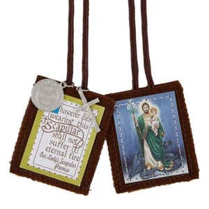 St. Joseph, Terror of Demons Scapular with St. Benedict and crucifix medals - Picture 1 of 5