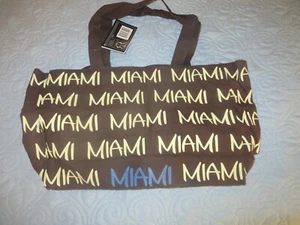 NWT "Miami" Florida Robin Ruth Brown Zippered Canvas Tote Bag - Picture 1 of 2