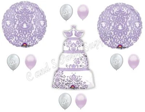 WEDDING CAKE Bridal Shower Balloons Decoration Supplies Engagement lavender - Picture 1 of 1