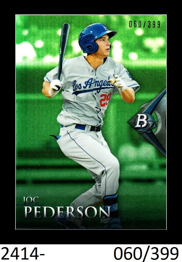 1-2014 BOWMAN PLATINUM GREEN REFRACTOR JOC PEDERSON DODGERS 060/399 - Image 1 of 1