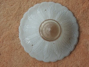 Vintage Powder Blue Dome Glass Ceiling Light Fixture 3 Hole Rib Shade 11 1/4" - Picture 1 of 6