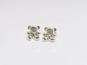 Pendiente de oso de peluche de plata de ley .925 - Imagen 1 de 10