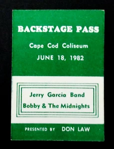 Grateful Dead Backstage Pass Jerry Garcia Bob Weir Cape Cod MA 18/06/82 18/06/1982 - Imagen 1 de 12
