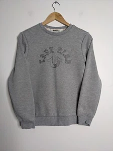 True Religion Crew Jumper Womens S Small Grey TRUE RLGN Brand Jeans Sweater - Picture 1 of 12