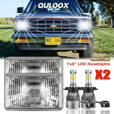 DOT Pair For 1983-1993 Chevy S10 Blazer 7X6" LED Headlights High Low Sealed Beam - Image 1 of 4