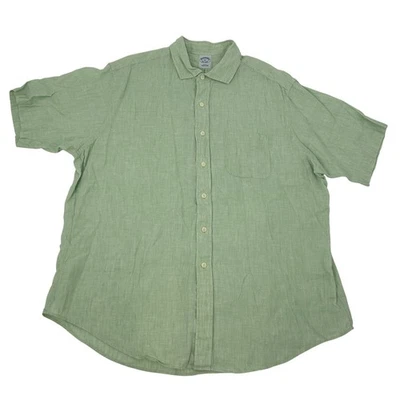 Brooks Brothers Irish Linen Shirt Mens XXL 2XL Mint Green Slim Fit Short Sleeve - Image 1 of 4