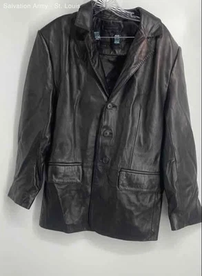 Roundtree & Yorke Mens Black Long Sleeve Collared Button Front Jacket Size M - Image 1 of 4