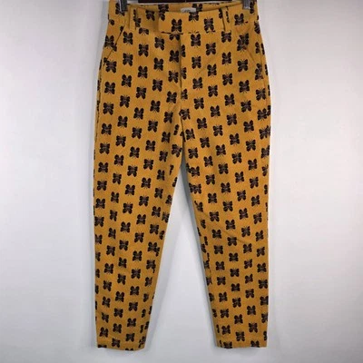 Pantalones REIMAGINADOS por J CREW Pixie Pana Mariposa sobre Mostaza Talla 0 Preppy Foto 1 de 4