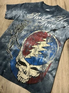 GRATEFUL DEAD Steal Your Face Vintage Liquid Blue Distressed T-Shirt Men's M - Picture 1 of 5