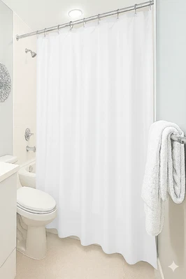 Magnetized PVC Shower Curtain Liner, Mildew Resistant, 70"x72", Hooks Optional - Image 1 of 4