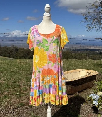 Jams Word Hawaii Coral Garden Hattie Teared Dress Garden Girl Vacation  Large - Image 1 of 4