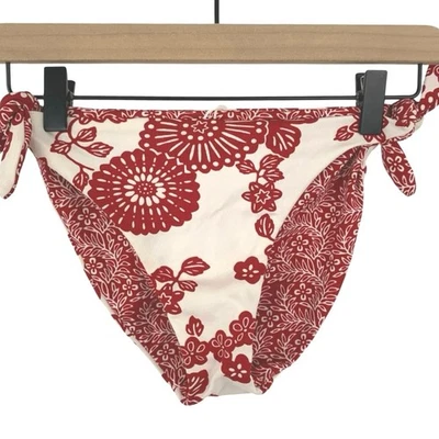 Esprit Beach Women Vintage Red Retro Floral Swim String Bikini Bottom Size Small - Image 1 of 4