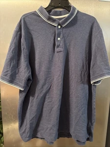 Camisa Polo LL Bean Calce Tradicional Manga Corta XL Azul Marino Blanco Borde - Imagen 1 de 8