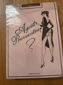 AGENT PROVOCATEUR Designer Champagne & Red Seam Heel Sexy Stockings Size A S New