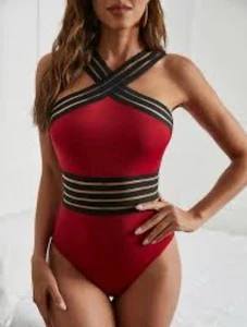 Traje de baño de una pieza HILOR para mujer talla 10/12 ropa de resort de vacaciones - Imagen 1 de 9