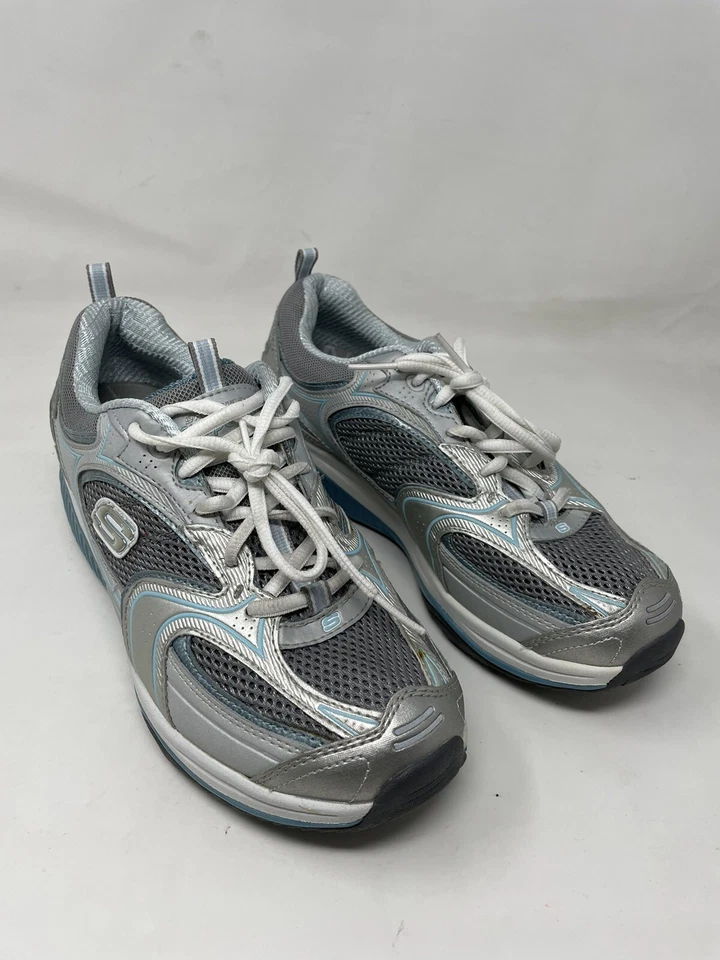 Skechers Shape Ups 12320 Blue Silver Lace Womens Sz 8.5  Athletic Training Shoes - Image 1 of 4