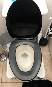 Black Toilet Seat Elongated Cover Closed Front W/ Cover Top Mount Plastic Hinge - Picture 1 of 7