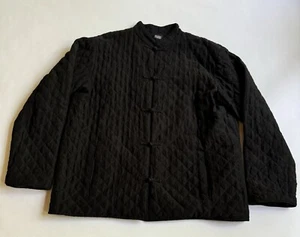 Eileen Fisher giacca tunica asiatica trapuntata lino seta media donna nero - Foto 1 di 6