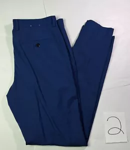 Express Dress Pant Men 32X34 Navy Blue Extra Slim Stretch Oxford Formal Business - Picture 1 of 4