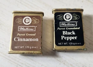 Vintage Watkins Spice Company Magnets; Cinnamon & Black Peppet 1-3/4" - Picture 1 of 3