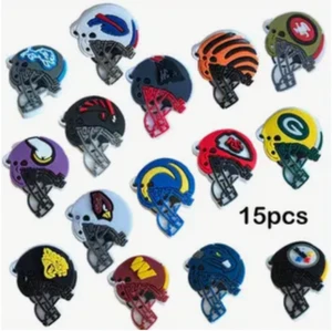 NFL  CHIEF,PACKERS BILLS etc. HELMETS Croc Charms/Jibbitz Set of 15 - Brand New - Picture 1 of 2