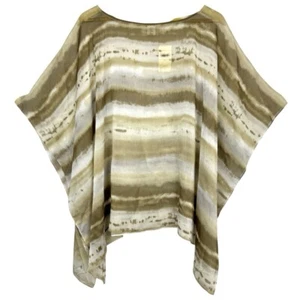 Coldwater Creek Sheer Stripe Poncho Scarf Cape Women's One Size Brown Boho Fairy - Picture 1 of 6
