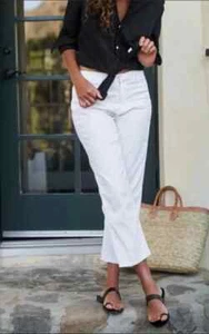 FRANK & EILEEN KINSALE THE TROUSER ITALIAN PERFORMANCE LINEN PANTS WHITE SIZE 8 - Picture 1 of 10
