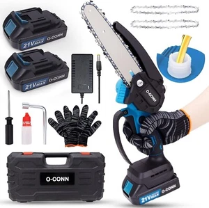 Mini Chainsaw Cordless 6 Inch Handheld Chain Saw with Security Lock & Auto Oiler - Picture 1 of 7
