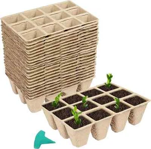 GROWNEER 288 Cells Peat Pots Seed Starter Trays 24 Packs Biodegradable - Picture 1 of 6