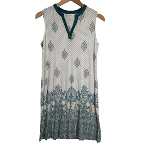Soma Sleepshirt Womens S White Green Embraceable Cool Nights Sleeveless Pullover - Picture 1 of 9