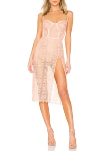 Neu For Love & Lemons Dakota Spitze Sexy Kleid Party Ärmellos Pfirsich Rosa Gr. M - Bild 1 von 12