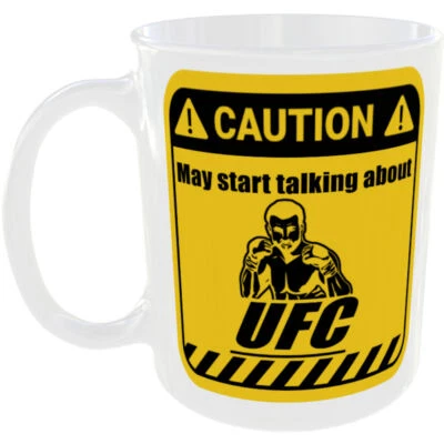 SPORTS MUG UFC MUG FUNNY CAUTION GIFT CUP TALKING MMA CAGE FIGHT GLOVES GEAR MARTIAL ARTS
