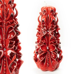 Poinsettia Large Carved Candle Gift for Holidays Wedding , Home Decor - 100% WAX - Picture 1 of 6