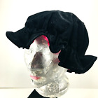Handmade Black Velvet Hat Blazing with Hot Pink Silk Lining and Colorful Tassels