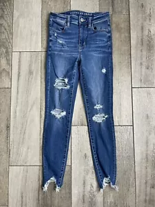 American Eagle Super Hi Rise Jegging Jeans Womens Size 0 Short Blue Denim 24X25 - Picture 1 of 12